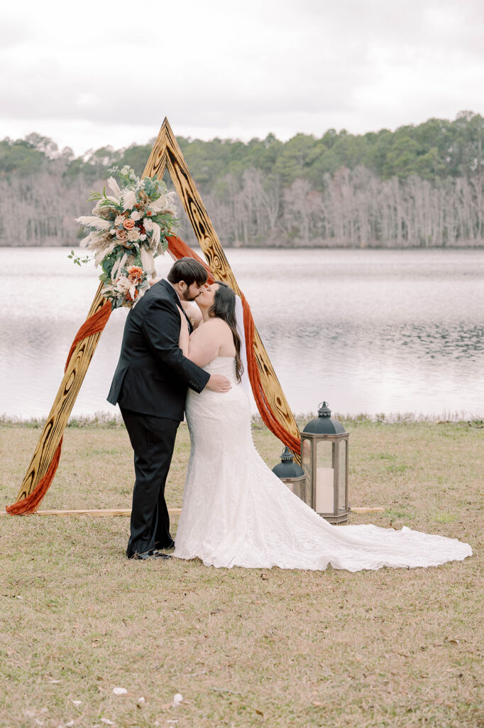 picture of the newlyweds kissing