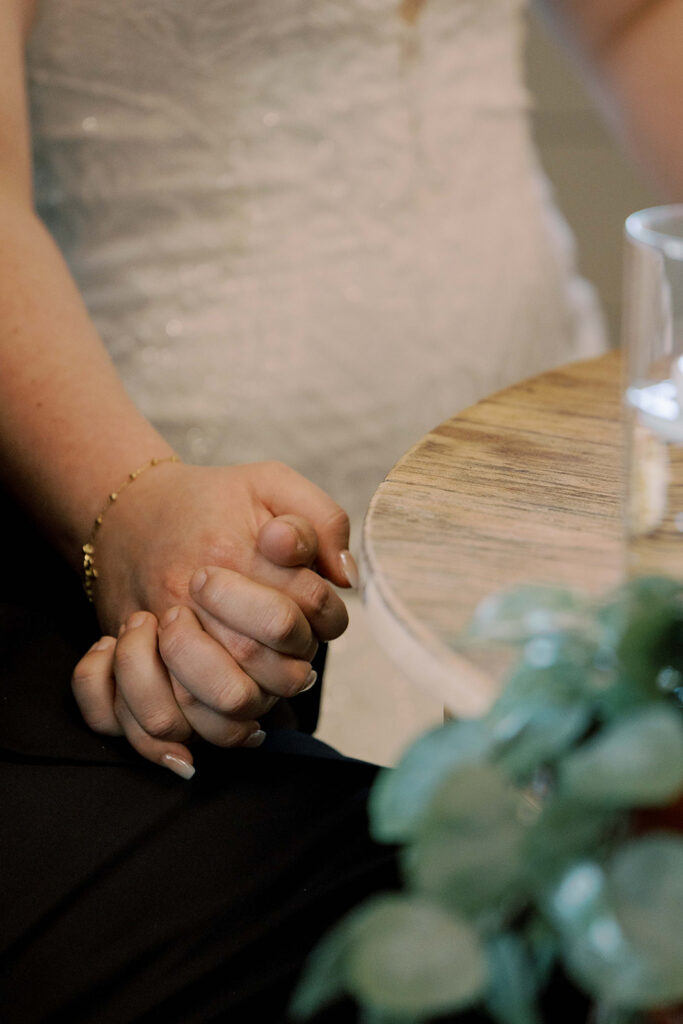cute picture of the newlyweds holding hands