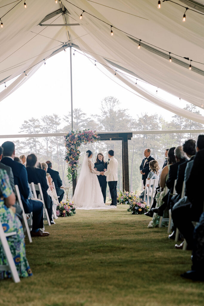 bride and groom at their intimate wedding ceremony