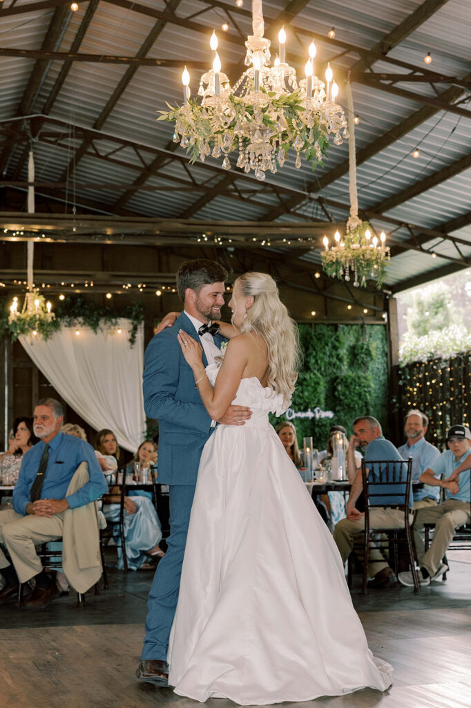 newlyweds first dance at their wedding reception