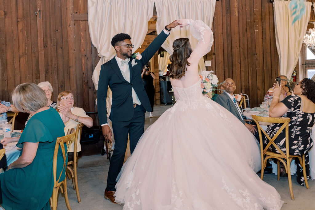 newlyweds dancing at the reception