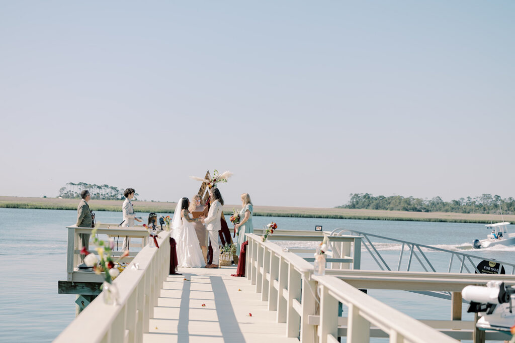 Intimate Tybee Island Elopement with Family on a Private Waterfront Dock