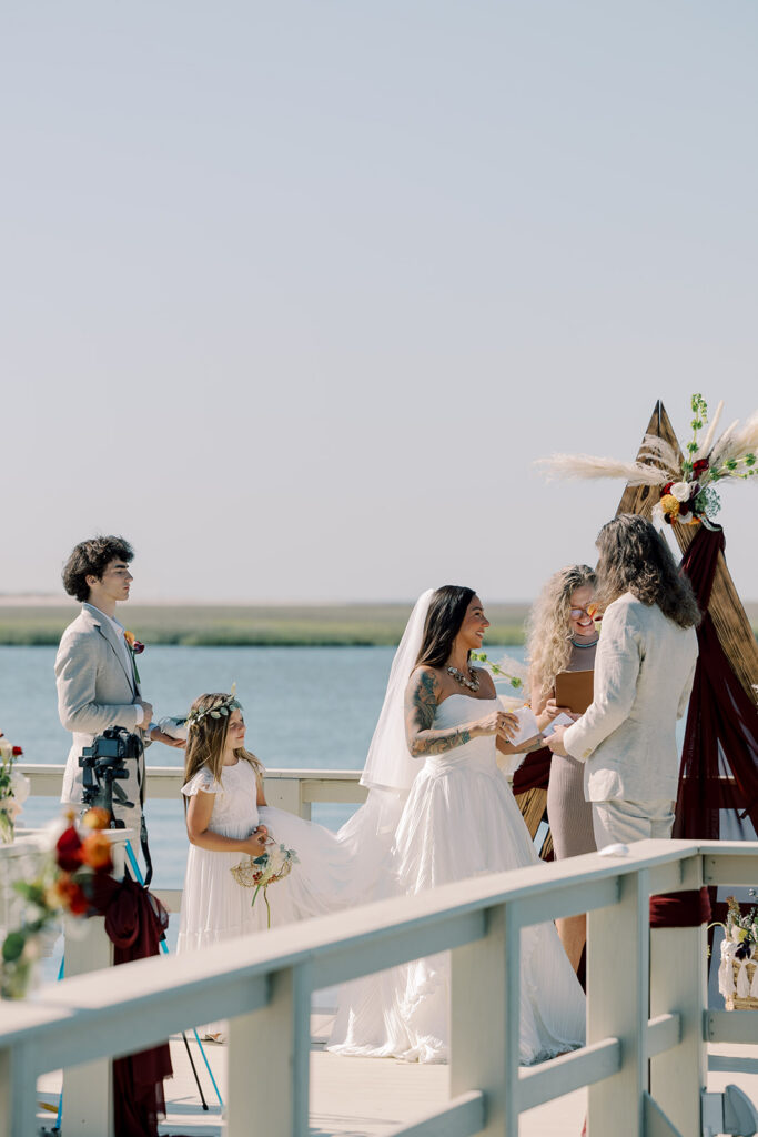 Intimate Tybee Island Elopement with Family on a Private Waterfront Dock