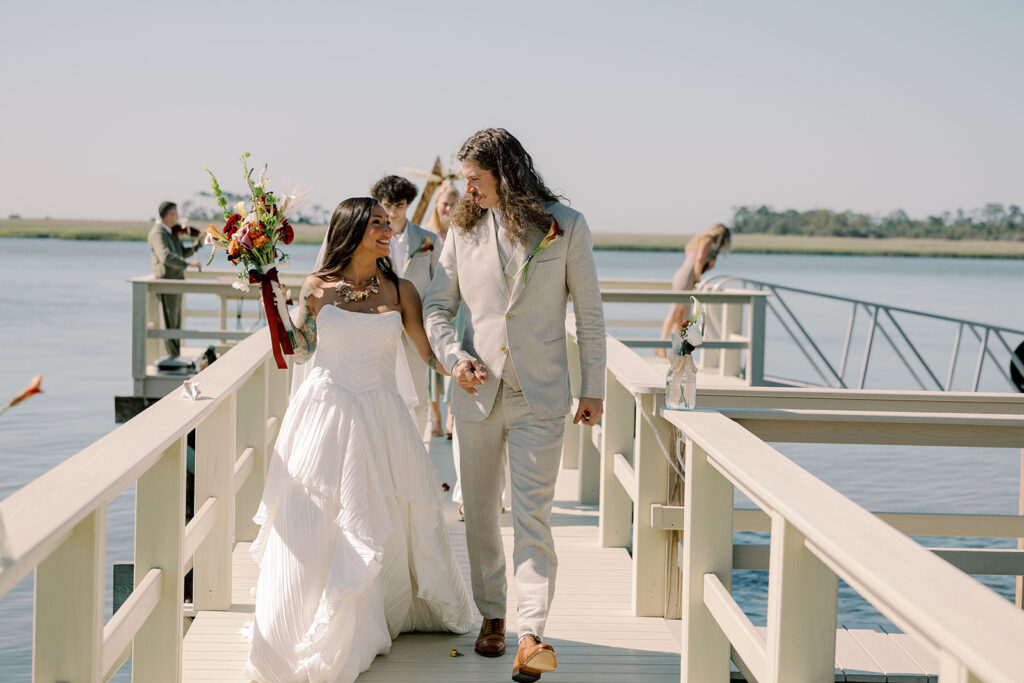 Intimate Tybee Island Elopement with Family on a Private Waterfront Dock