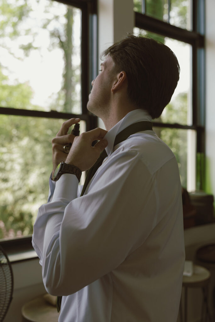 Grown getting ready for his wedding ceremony