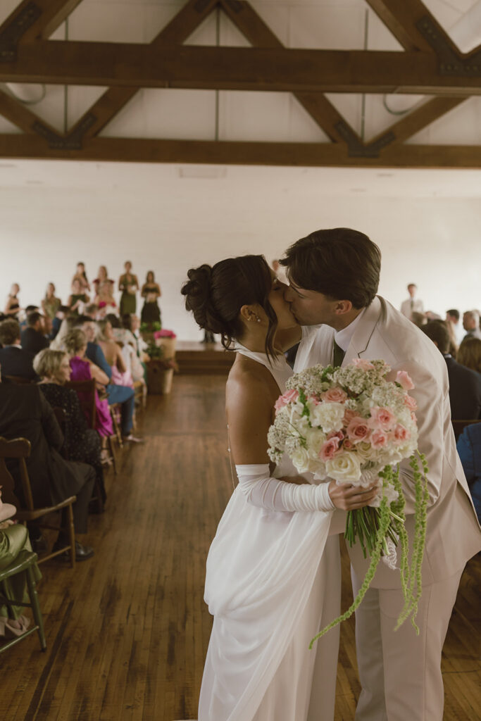 beautiful picture of the newlyweds kissing