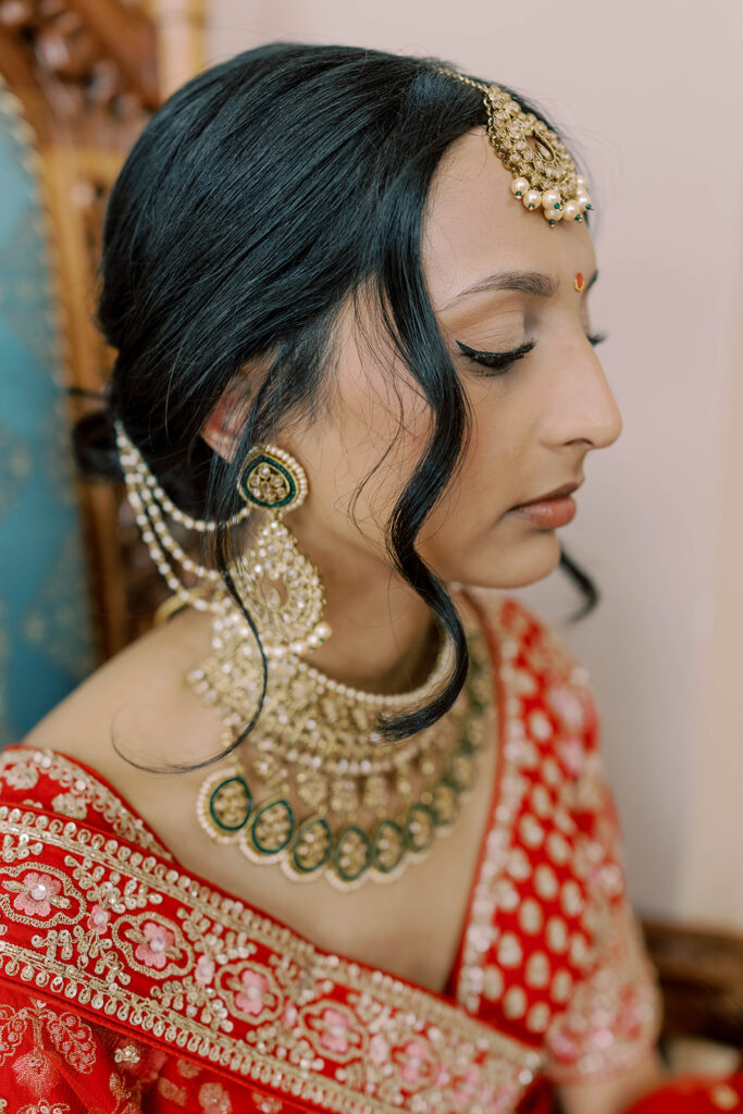 beautiful picture of the bride before her hindu ceremony