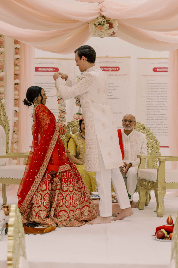bride and groom at their romantic wedding ceremony