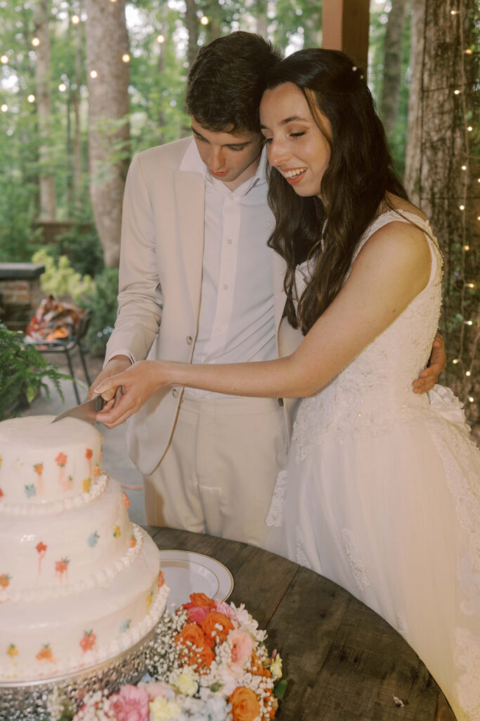 cute picture of the newlyweds at their wedding reception
