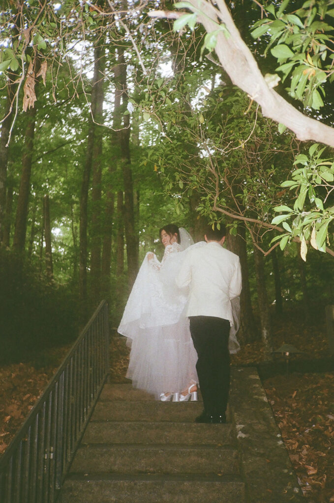 bride and groom at their romantic bridal portraits