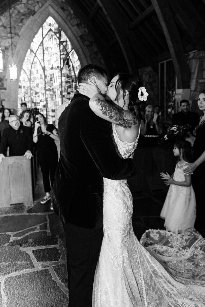 cute picture of the bride and groom at their wedding reception