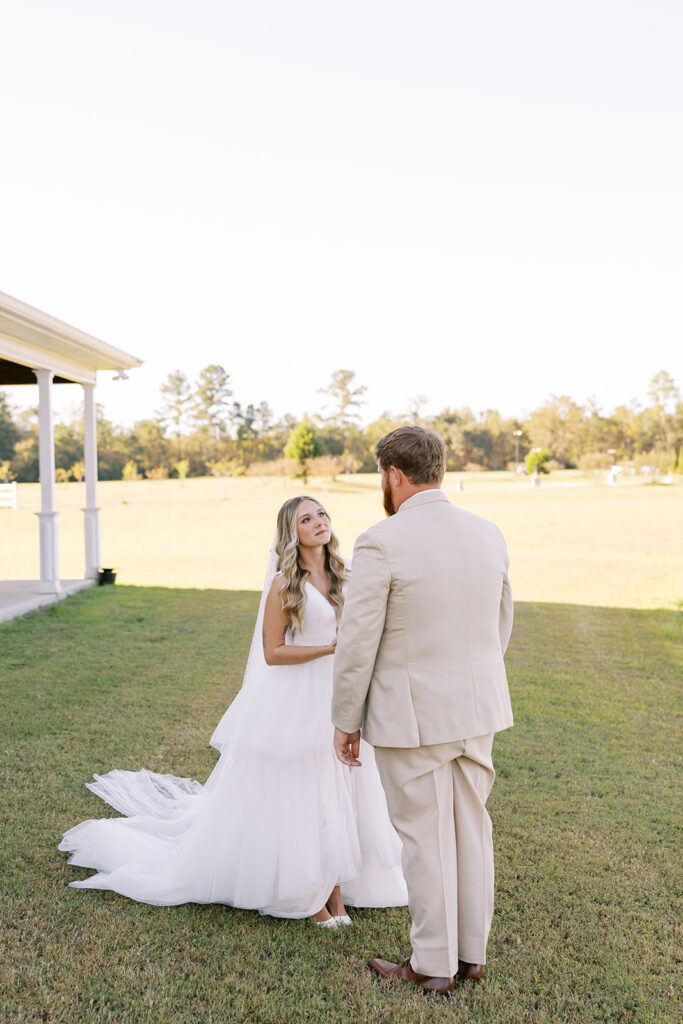 bride and groom after their intimate first look