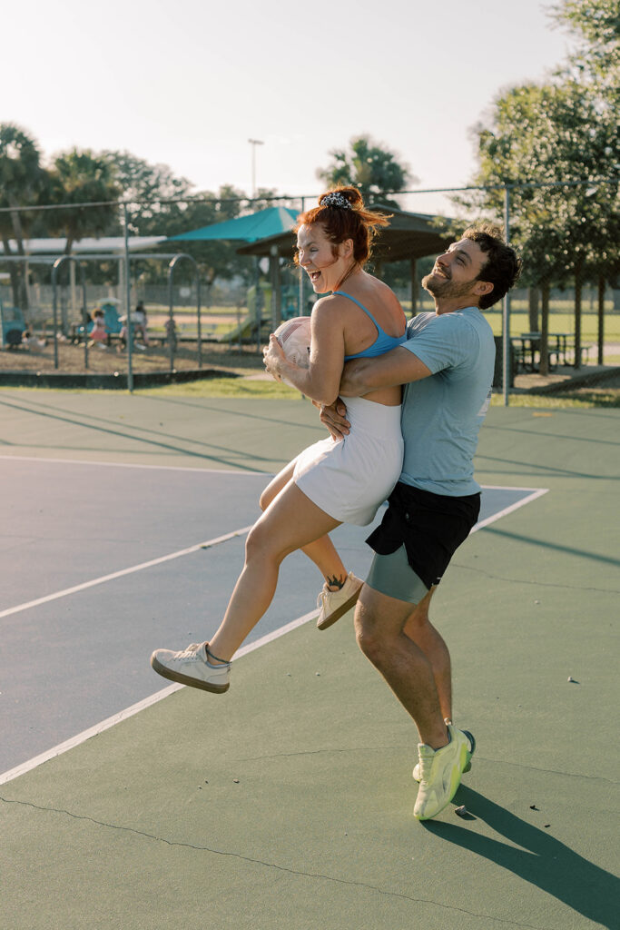 playful engagement portraits in GA