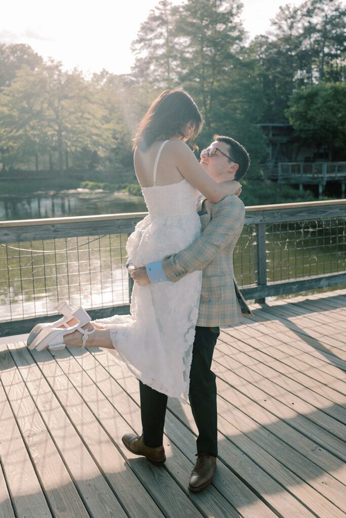 golden hour portraits of the bride and groom
