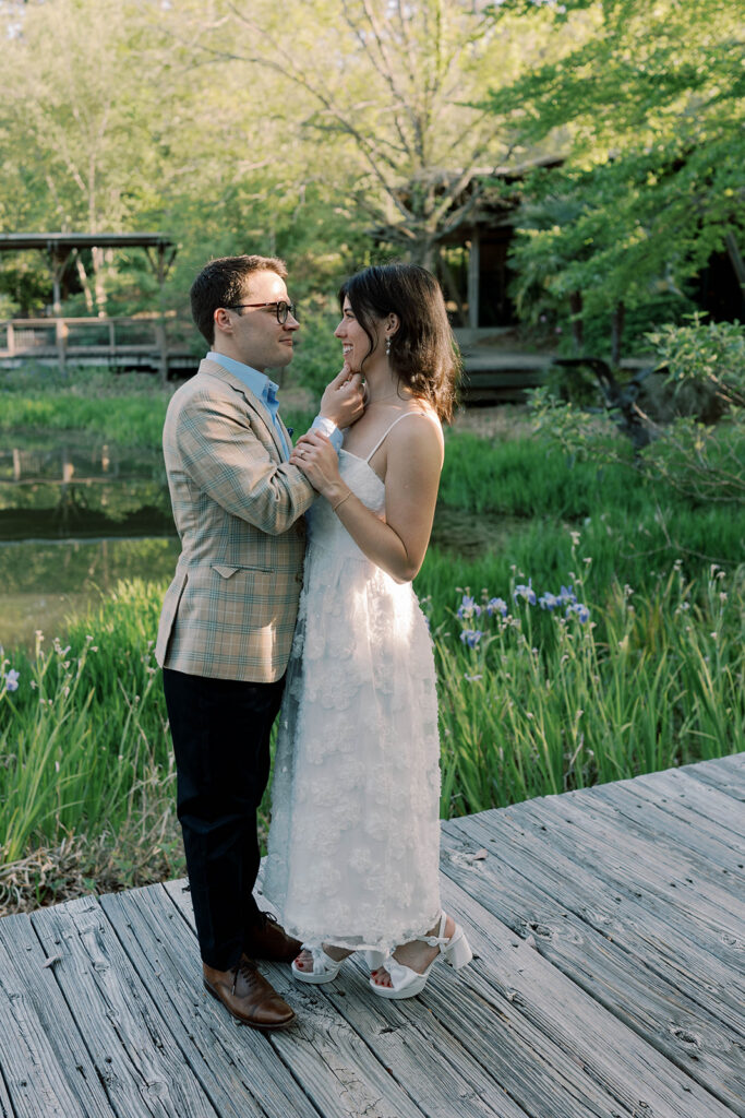 couple smiling at the camera during their photoshoot