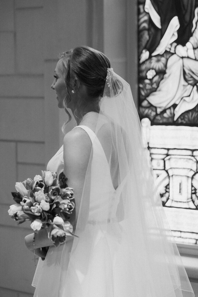 cute picture of the bride walking down the aisle