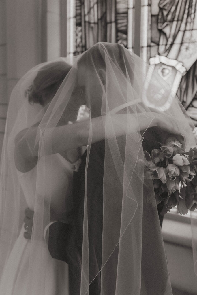 cute picture of the newlyweds hugging