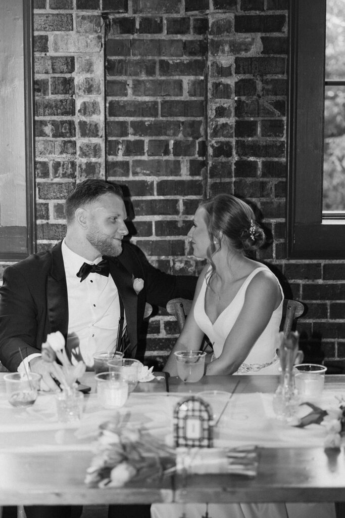 newlyweds at their wedding reception