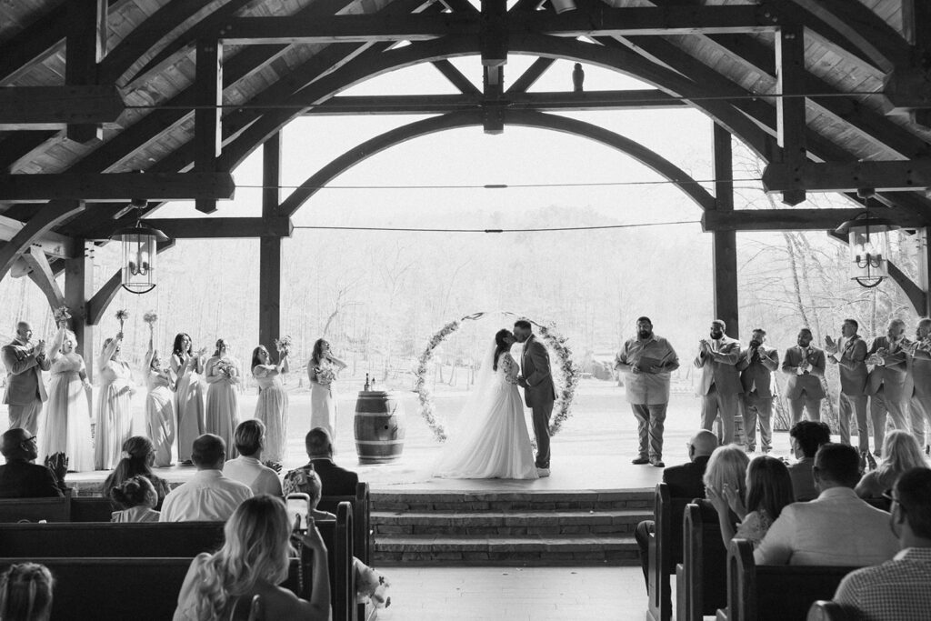beautiful picture of the newlyweds kissing