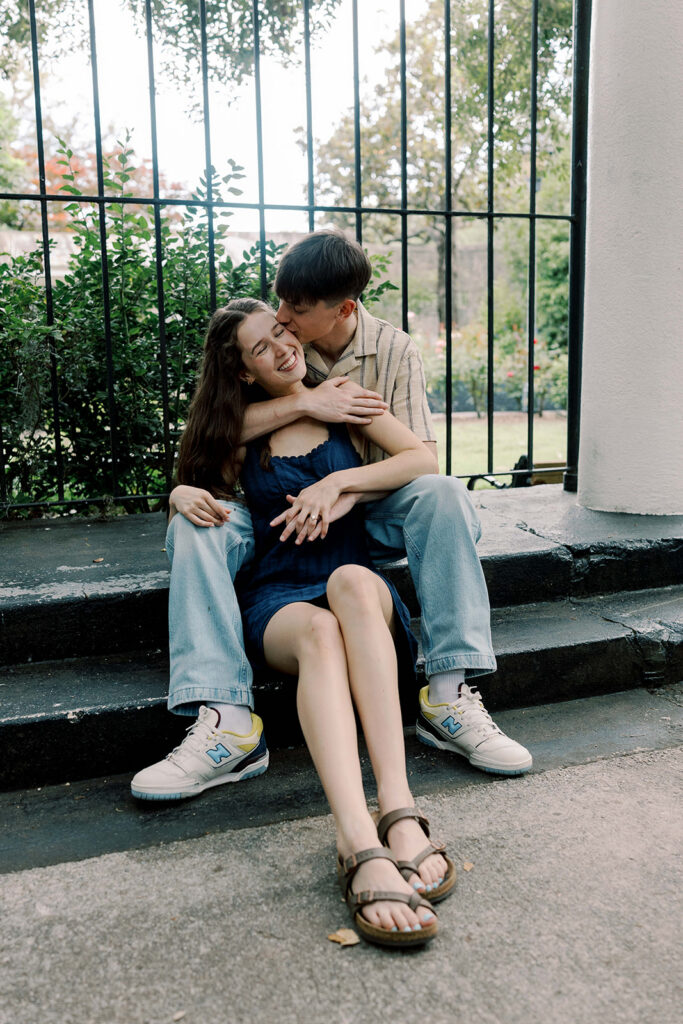 Playful Savannah Engagement Photos at Forsyth Park | Kelsey & Allen