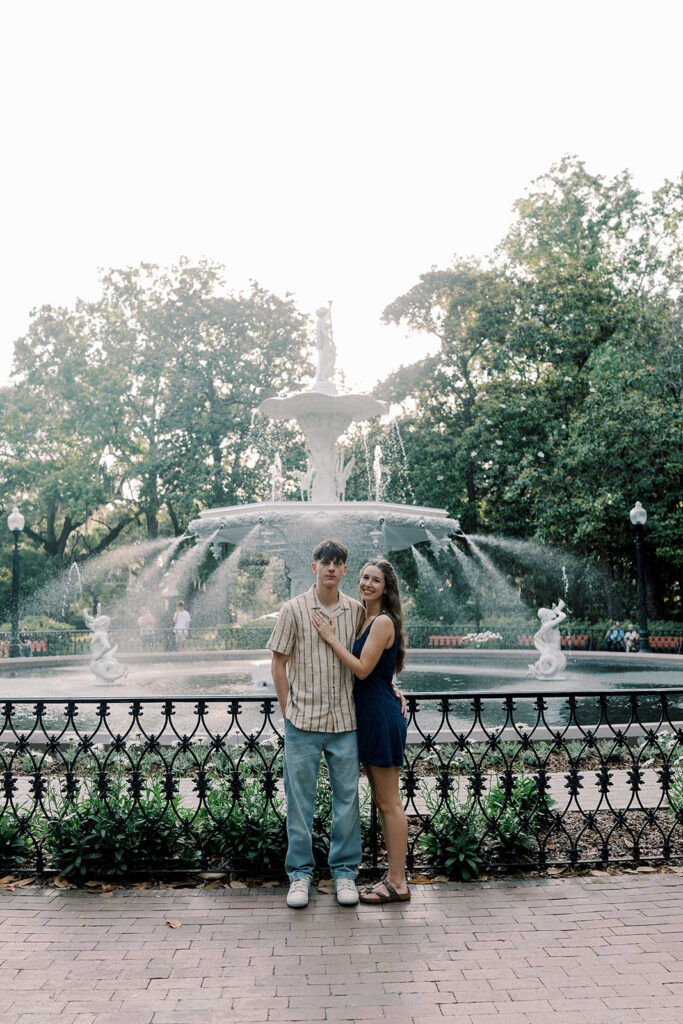 Playful Savannah Engagement Photos at Forsyth Park | Kelsey & Allen
