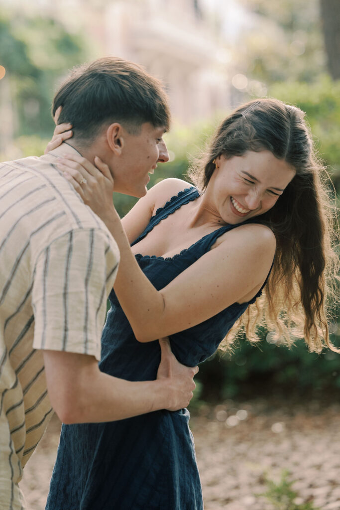 Playful Savannah Engagement Photos at Forsyth Park | Kelsey & Allen