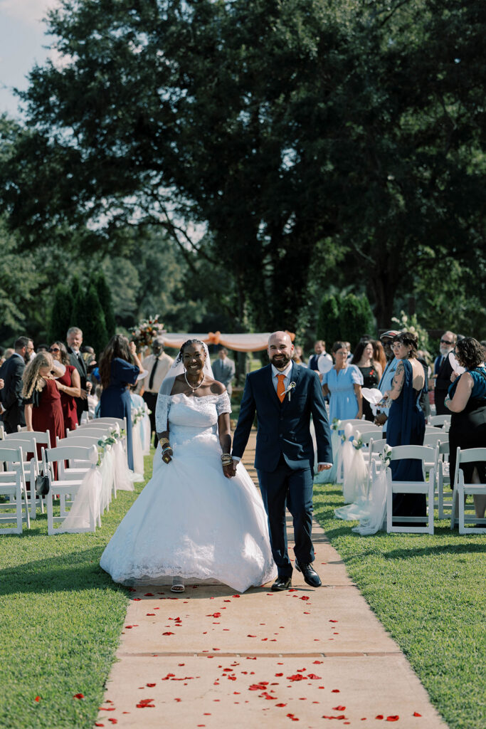newlyweds heading to their reception