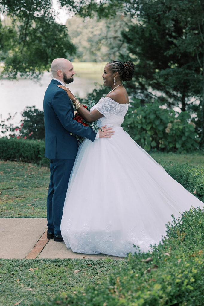 bride and groom emotional during their first look