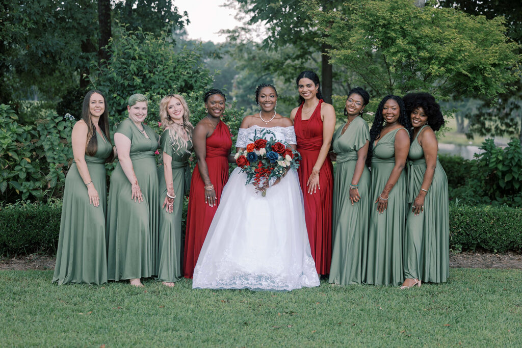 Portrait of the bride and her bridesmaids