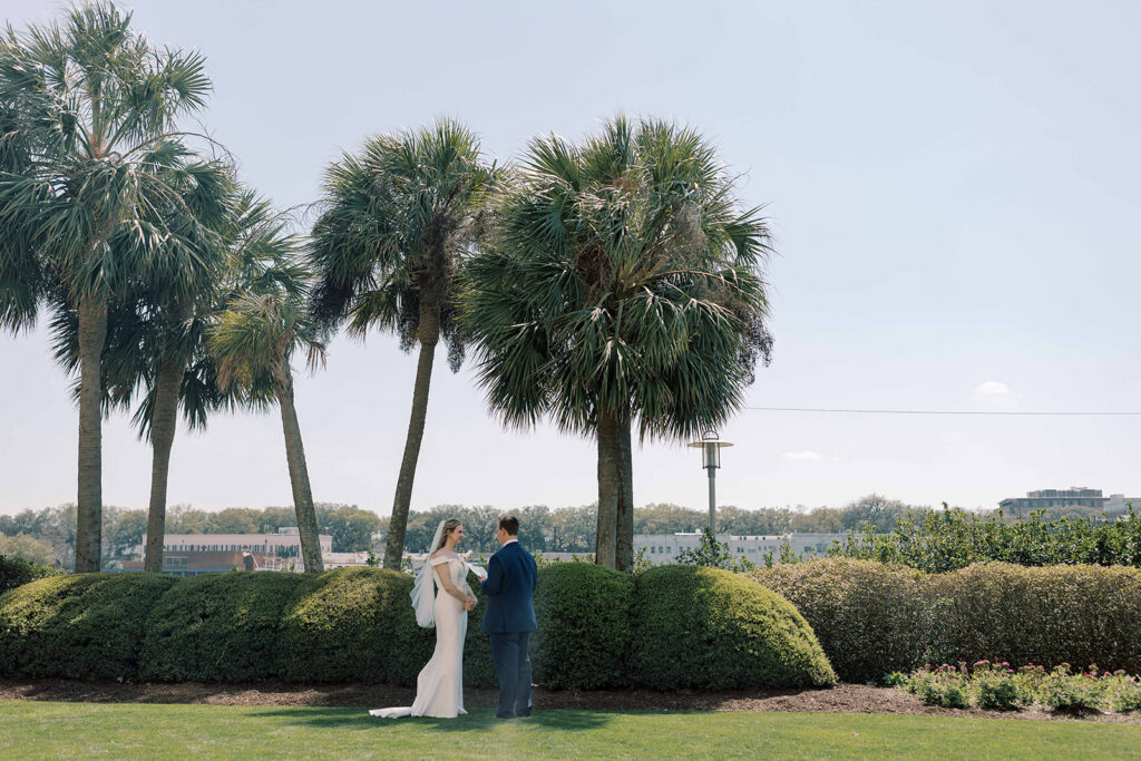 bride and groom emotional during their private vows