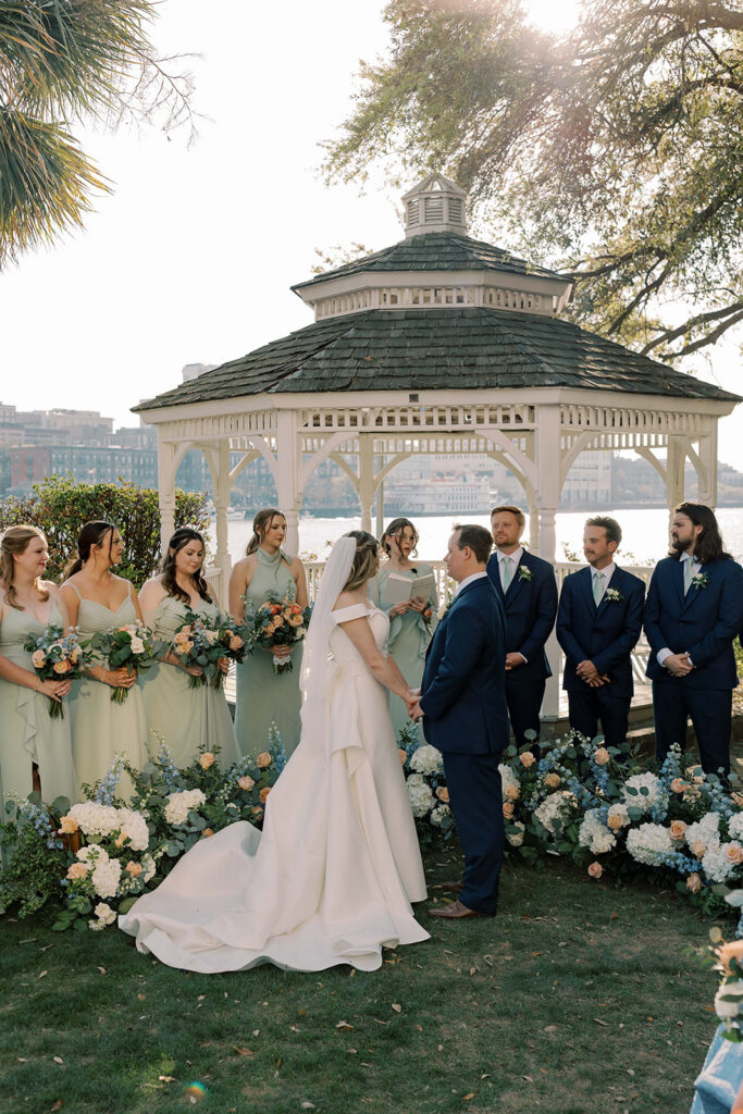 cute picture of the bride and groom emotional at their wedding ceremony